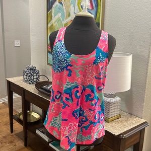 NWT Sz M Lilly Pulitzer Cordelia Tank Top Coral Reef I’m So Jelly Pattern